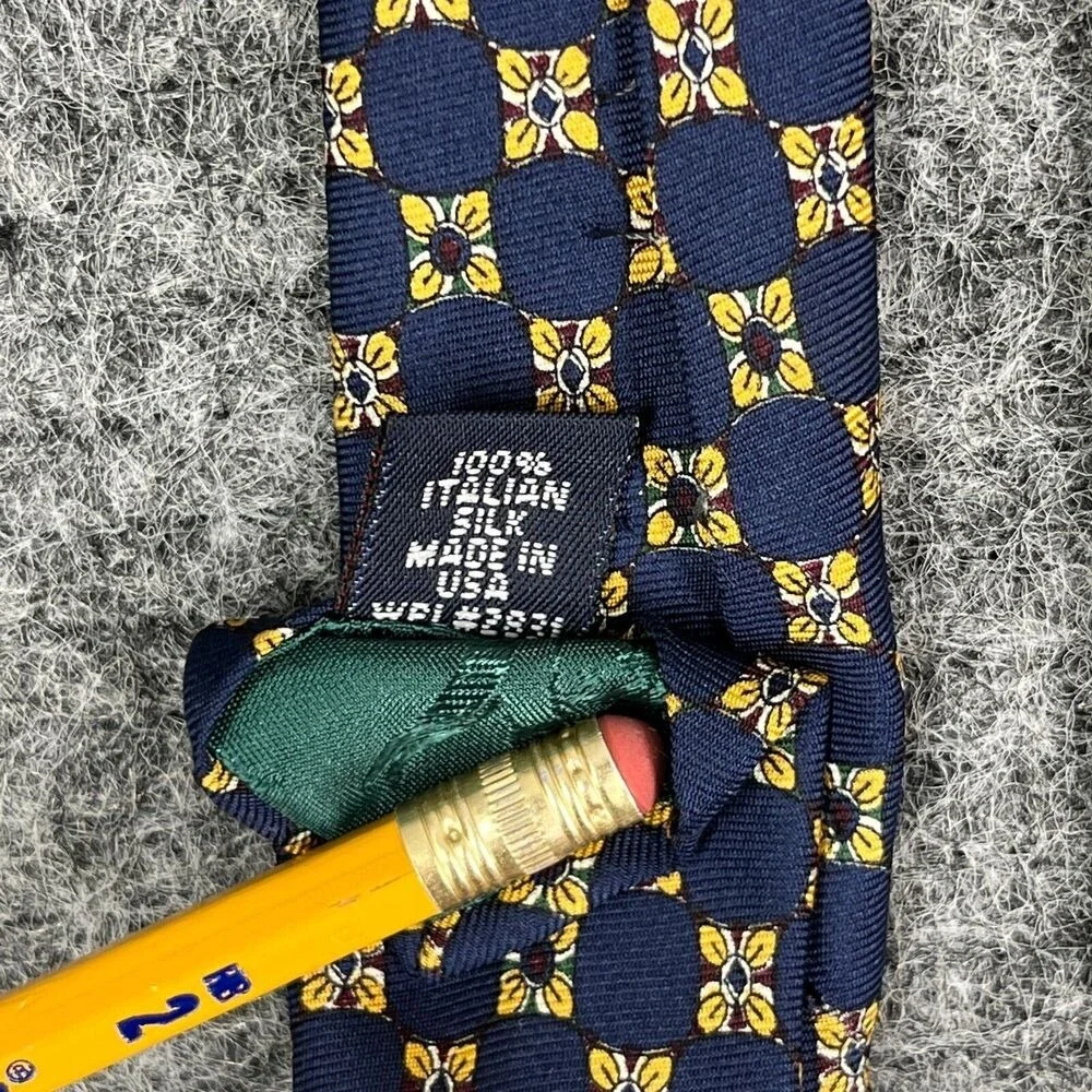 Tommy Hilfiger Crest‎ Motif Tie Men OS Vintage 90s Silk Luxury Dress Formal 58